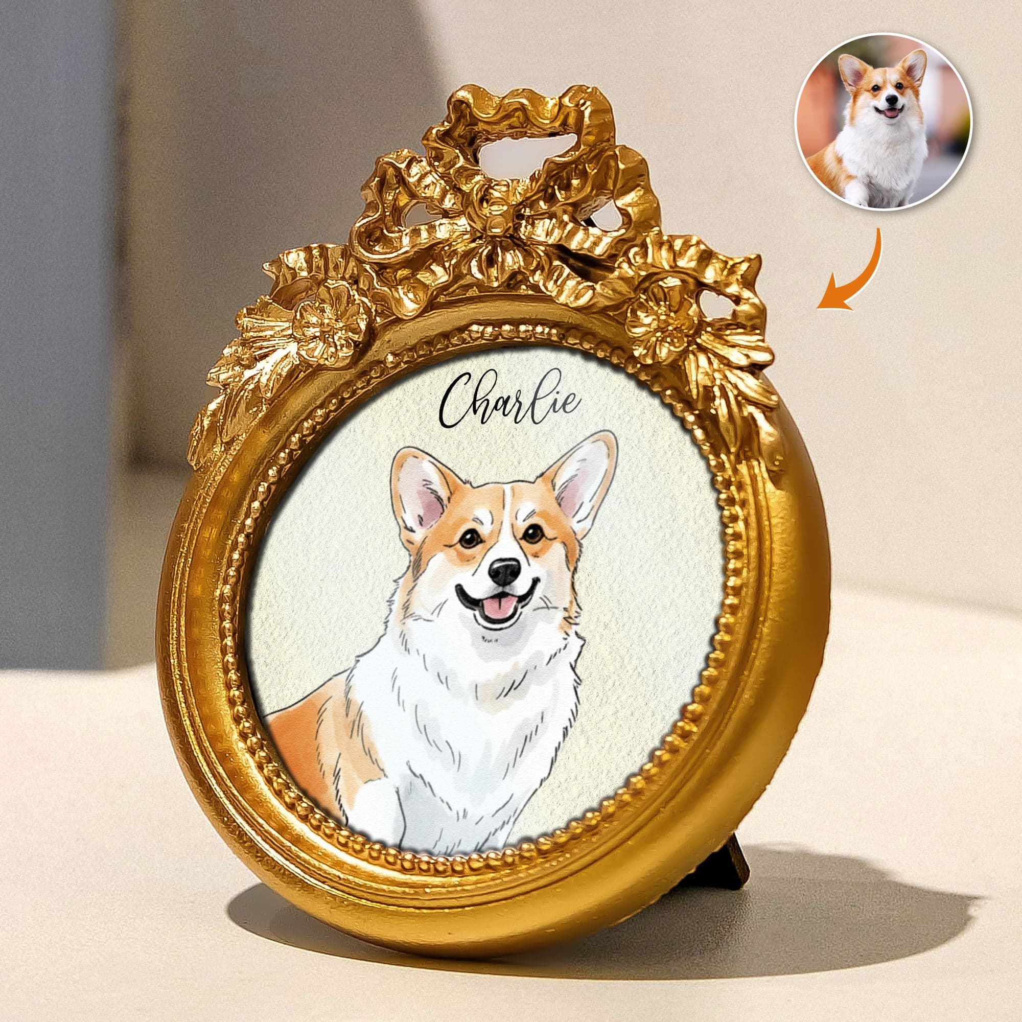Custom Pet Portrait Watercolor Gift For Dog Lovers, Cat Lovers - Personalized Photo Frame